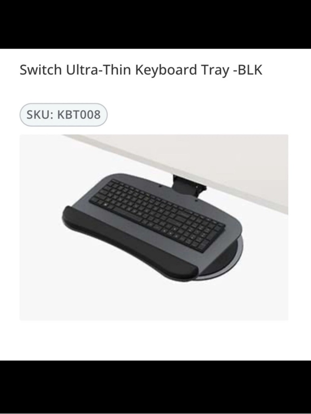 Switch Ultra-Thin Keyboard Tray System KTB008 by UPLIFT Desk NEW $185
